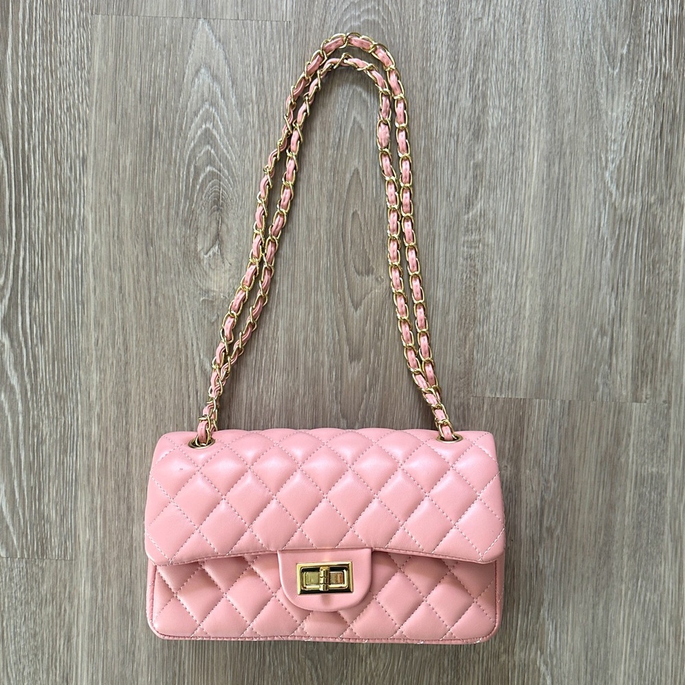 Baby Pink Quilted Leather Bag